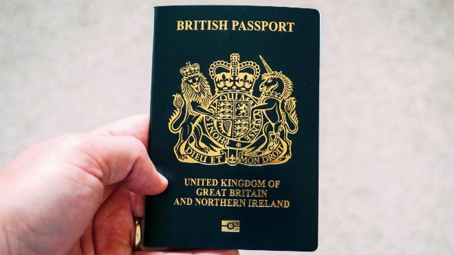 An actual conventional UK passport.